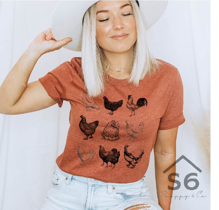 Homestead Hens Heather Autumn Orange Graphic Tee